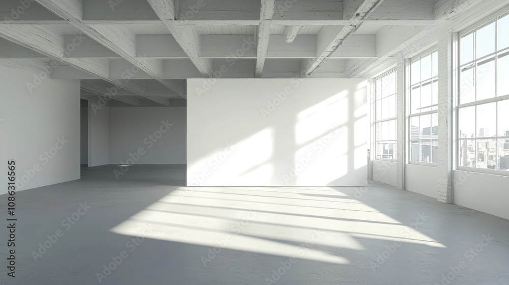 Modern Loft Interior Design: White Walls, Exposed Beams, and Natural Light