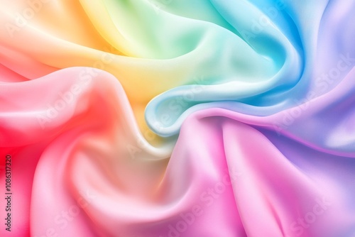 Abstract background of colorful fabric with smooth texture in rainbow gradient color.