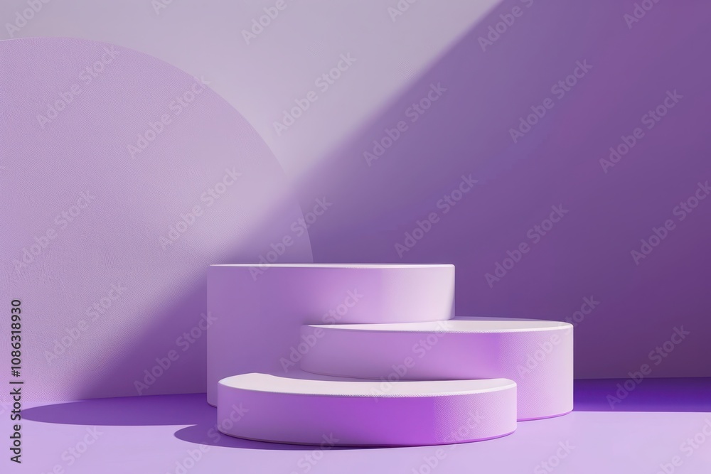 Abstract minimalistic scene with geometric forms. podium on purple background with shadows. Abstract minimalistic scene with geometric forms. podium on purple background with shadows.