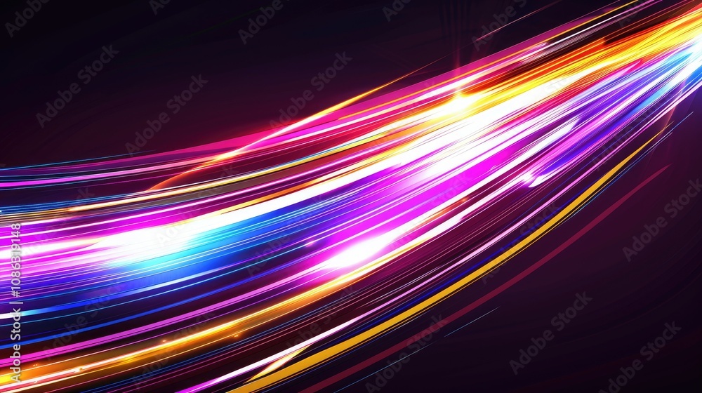 Fluid light trails in vibrant colors over a dark background Fluid light trails in vibrant colors over a dark background
