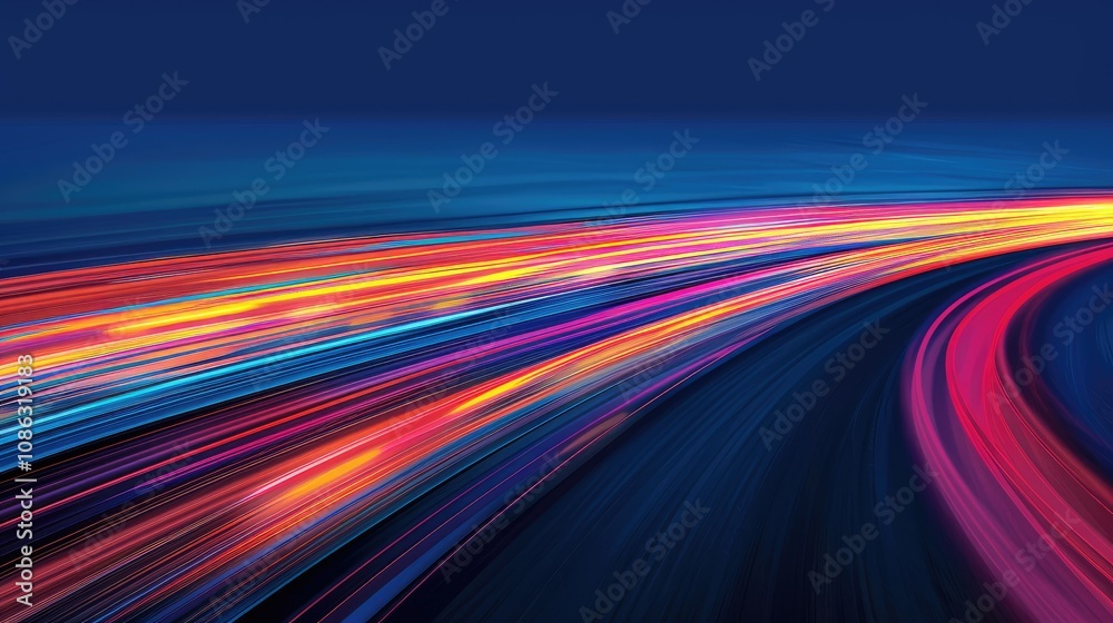 Fluid light trails in vibrant colors over a dark background