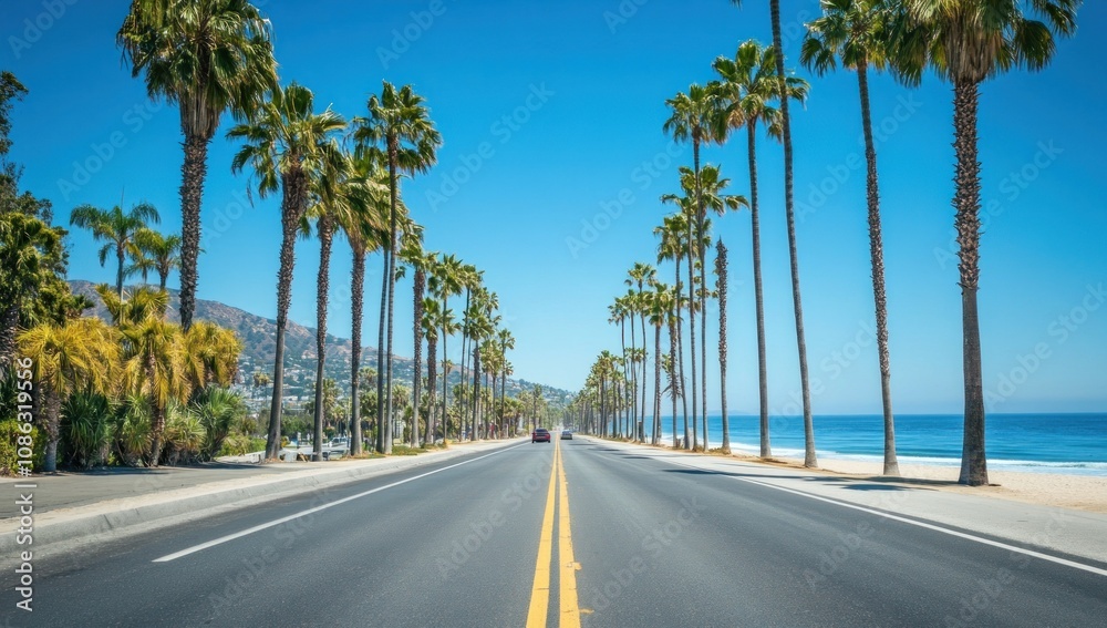Fototapeta premium Scenic Coastal Highway with Palm Trees