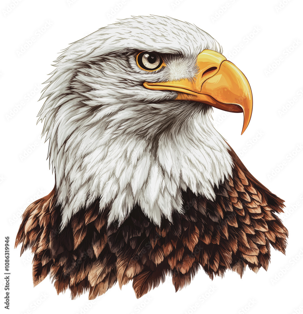 Obraz premium PNG Bald eagle with detailed profile feathers