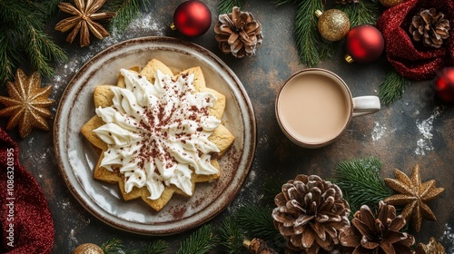 christmas cookies and coffee amid holiday decorations.