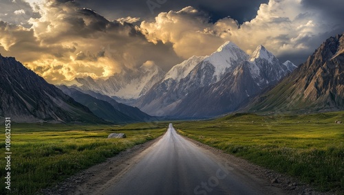 Majestic Mountain Road at Sunset