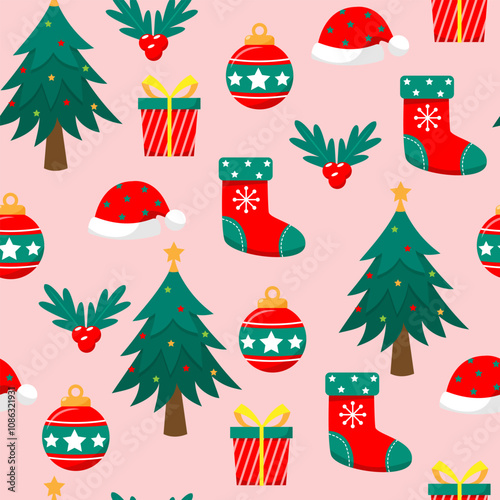 christmas festive pink pattern with Christmas elements perfect for holiday designs like cards, wrapping paper, and digital backgrounds.