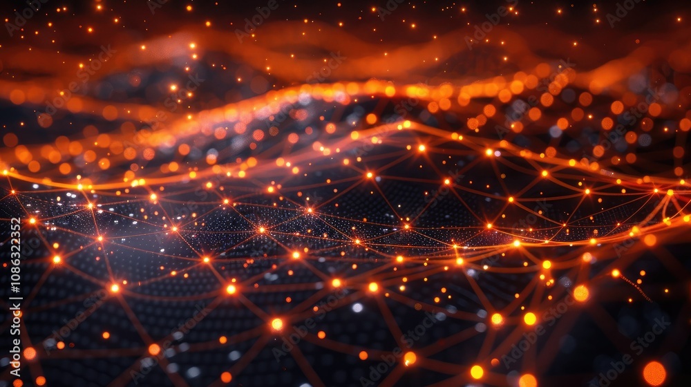 Glowing digital grid representing a data network Glowing digital grid representing a data network