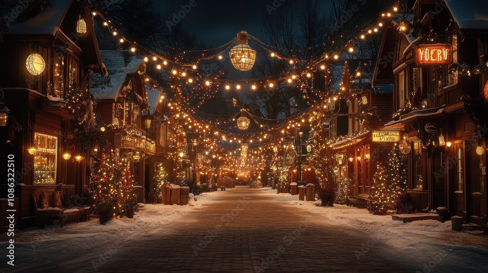 custom made wallpaper toronto digitalFestive street adorned with lights and decorations in winter.