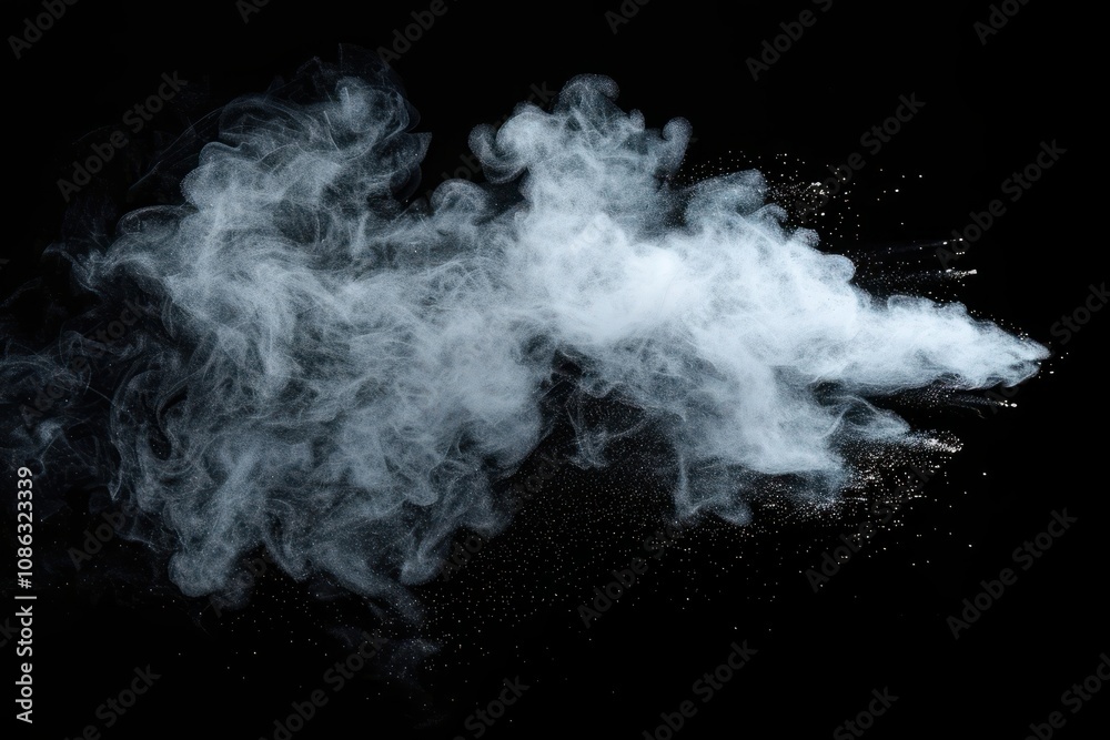 Abstract powder or smoke effect isolated on black background Abstract powder or smoke effect isolated on black background