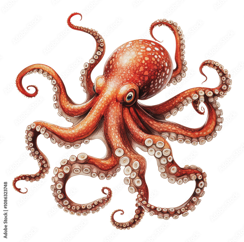 PNG Colorful octopus swimming in the ocean waters PNG Colorful octopus swimming in the ocean waters