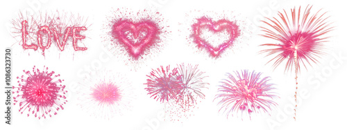 Festive firework celebration png cut out element set