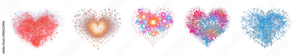 Fototapeta premium Festive firework celebration png cut out element set