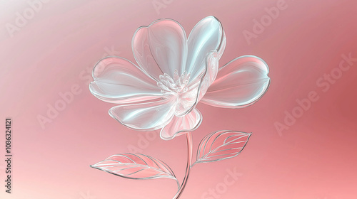 Delicate crystal flower blooming on pink background