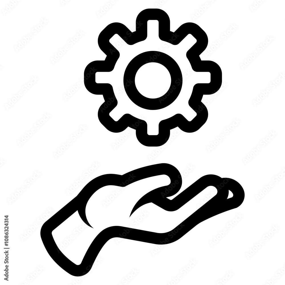 hand holding gear setting icon hand holding gear setting icon