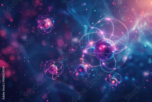 Abstract science background with atoms and molecules