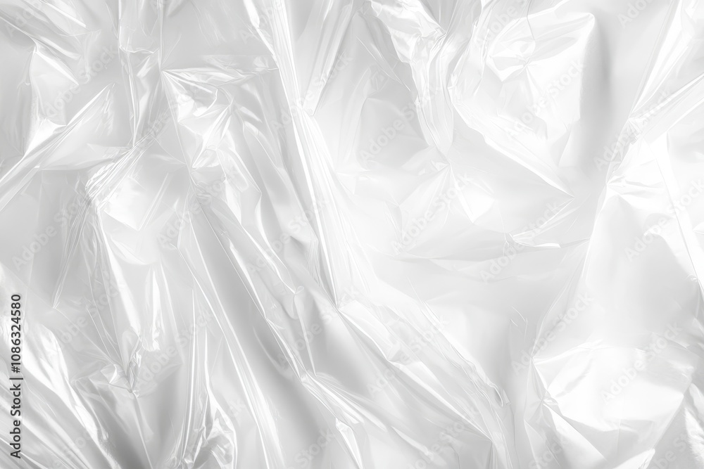 Abstract white background texture of crumpled plastic wrap. Abstract white background texture of crumpled plastic wrap.