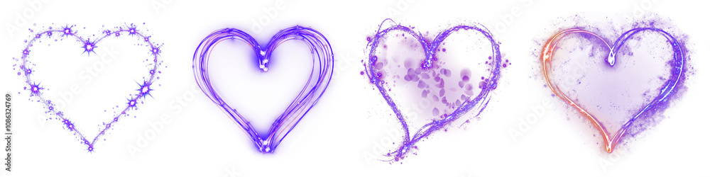 PNG heart shape light effect, element set on transparent background PNG heart shape light effect, element set on transparent background