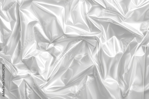 Abstract white fabric texture with soft folds and wrinkles, creating a smooth and elegant background.