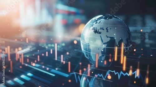 Market analysis with a digital globe and interconnected data points