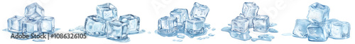 PNG Ice cube, element set on transparent background