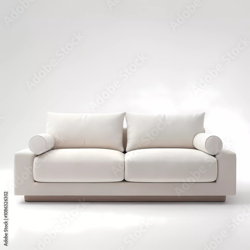 Modern Minimalist White Sofa in Bright Living Room