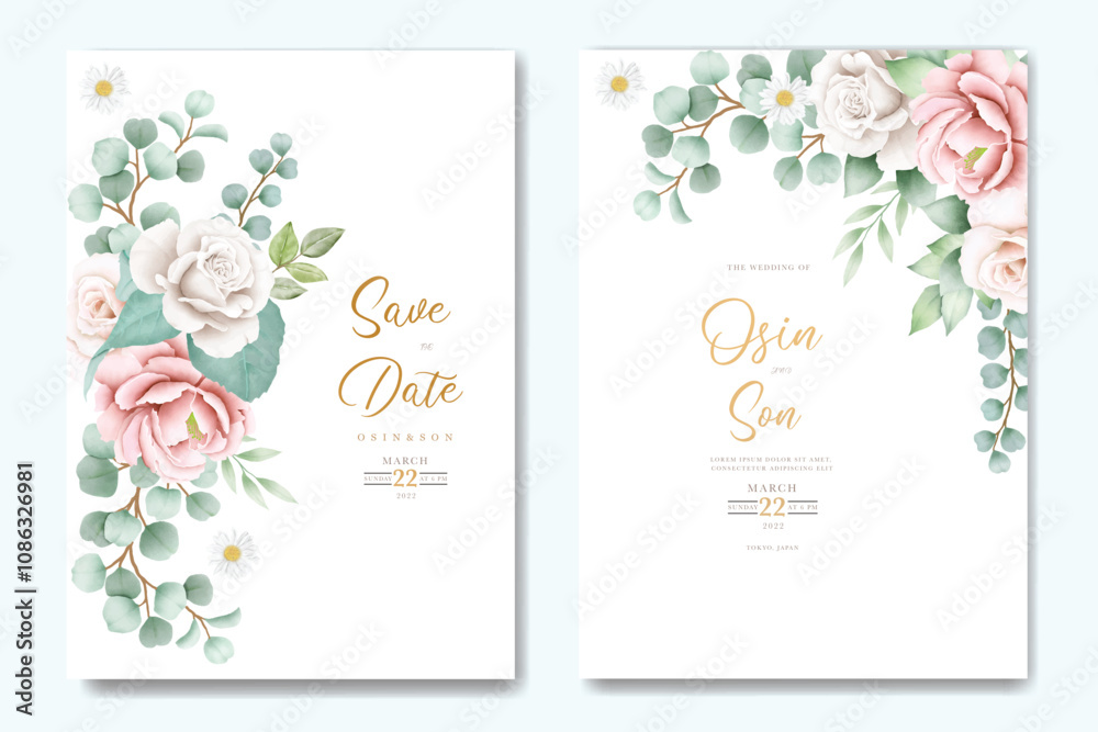 Floral wedding invitation template