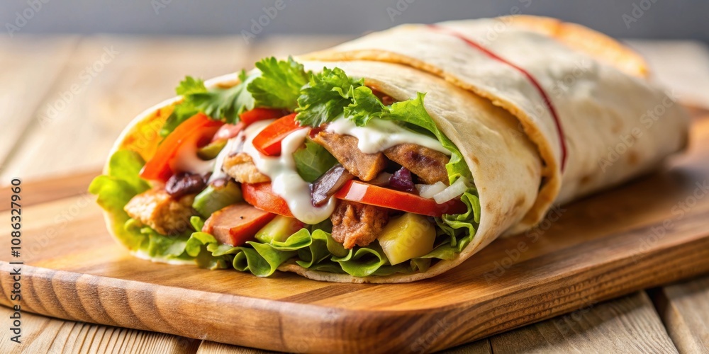 Shawarma sandwich with sauce on background, shawarma, sandwich, wrap, kebab, pita, Mediterranean, Middle Eastern, food Shawarma sandwich with sauce on background, shawarma, sandwich, wrap, kebab, pita, Mediterranean, Middle Eastern, food