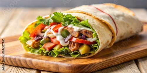Wallpaper Mural Shawarma sandwich with sauce on background, shawarma, sandwich, wrap, kebab, pita, Mediterranean, Middle Eastern, food Torontodigital.ca