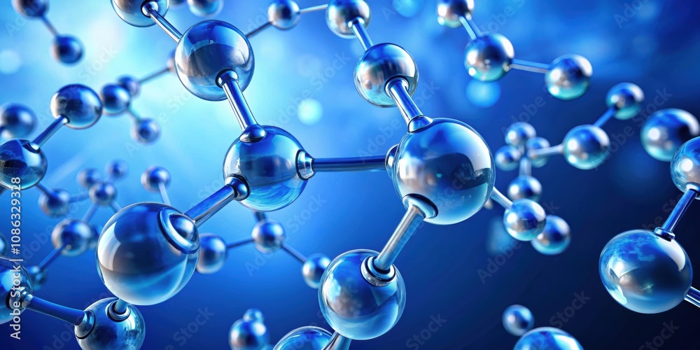 Abstract image of hydrogen H2 molecules on blue background, representing clean energy or chemistry concept, hydrogen Abstract image of hydrogen H2 molecules on blue background, representing clean energy or chemistry concept, hydrogen