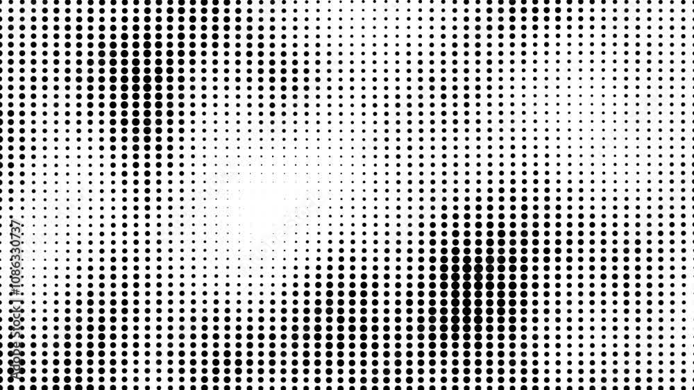 Abstract black halftone fade dots motion background. Abstract colorful polka dot pattern animation white background. Moving sphere dots seamless loop