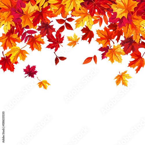 Falling autumn leaves. Background frame with colorful autumn leaves. Greeting or invitation card design. Vector illustration
