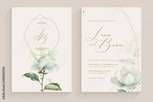 Aesthetic Wedding Invitation with White Flower Arrangement