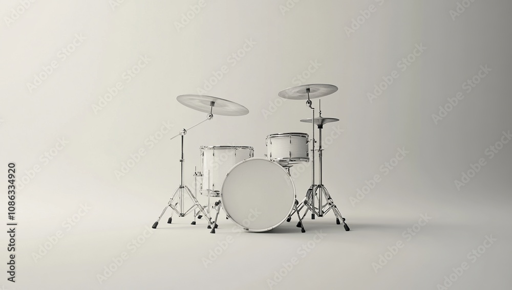 Studio Shot of a White Drum Kit Studio Shot of a White Drum Kit