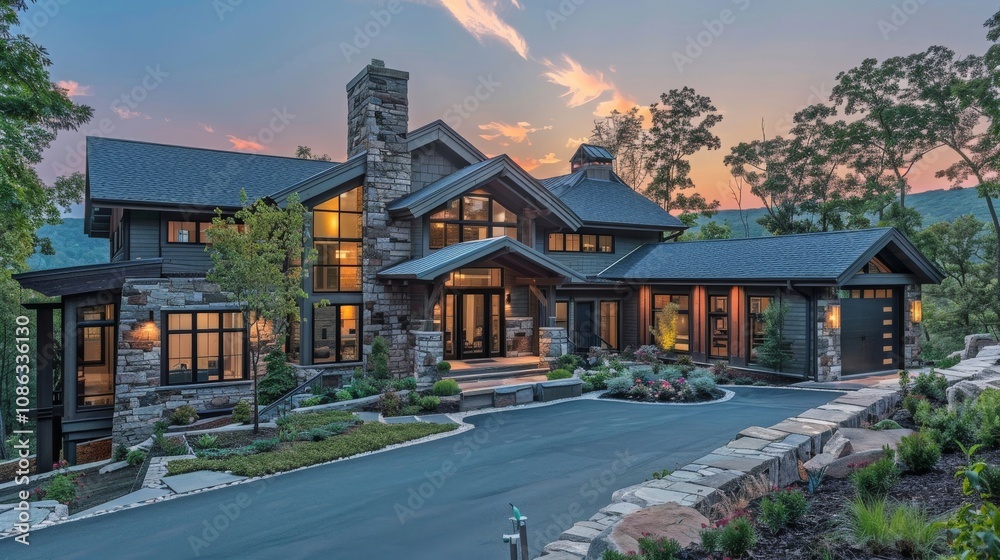 custom made wallpaper toronto digitalMountain retreat home with panoramic views and natural stone accents