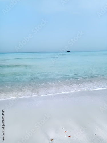 White Sand Beach with Blue Sky