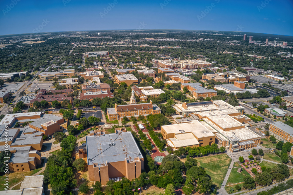Fototapeta premium Aerial View of a large Public University in Denton, Texas