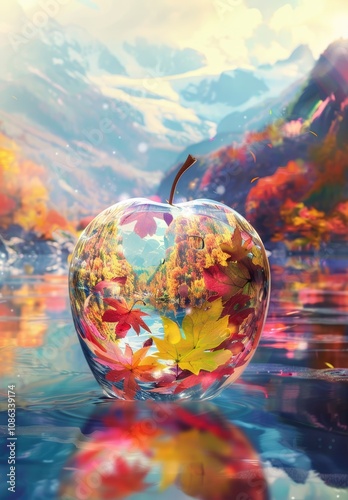 Autumn Reflections in a Glass Apple