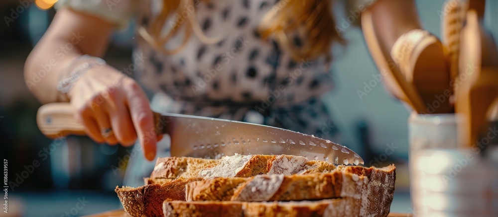 Bread Cutting Process with a Knife Bread Cutting Process with a Knife