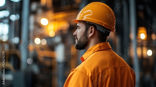 Worker in Safety Gear at Industrial Facility