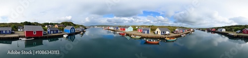 360 degree photo, Small Coastal Fishing Village, A 360-degree view