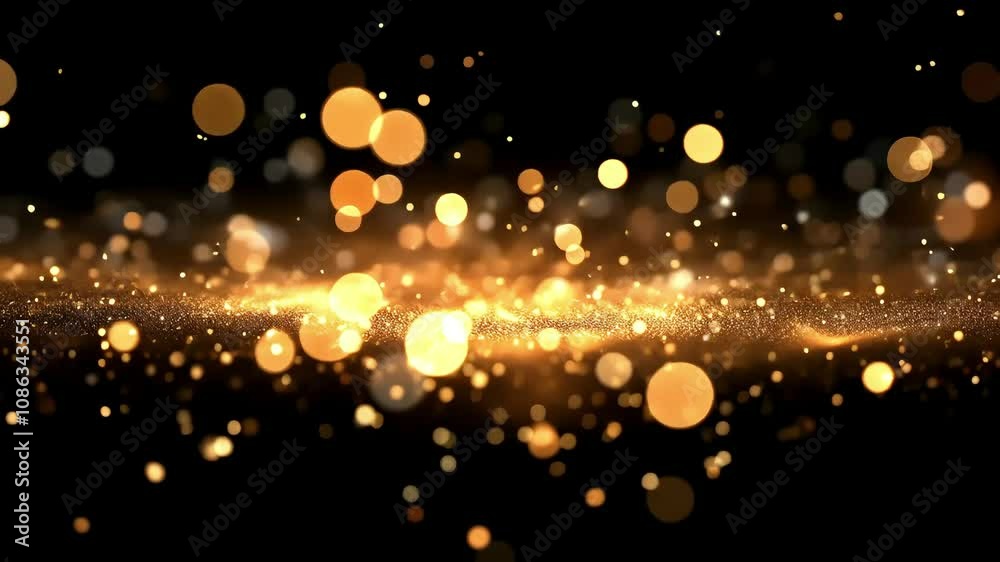 A mesmerizing display of golden sparkles and bokeh effects against a black background, creating a magical and ethereal atmosphere. A mesmerizing display of golden sparkles and bokeh effects against a black background, creating a magical and ethereal atmosphere.