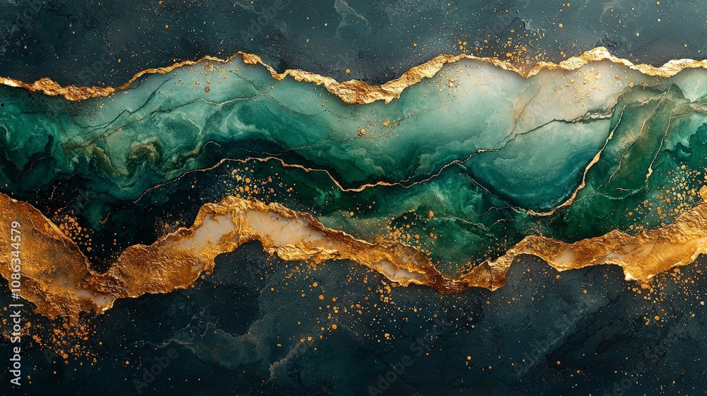 An abstract design featuring rich teal and gold textures, evoking elegance and luxury. An abstract design featuring rich teal and gold textures, evoking elegance and luxury.