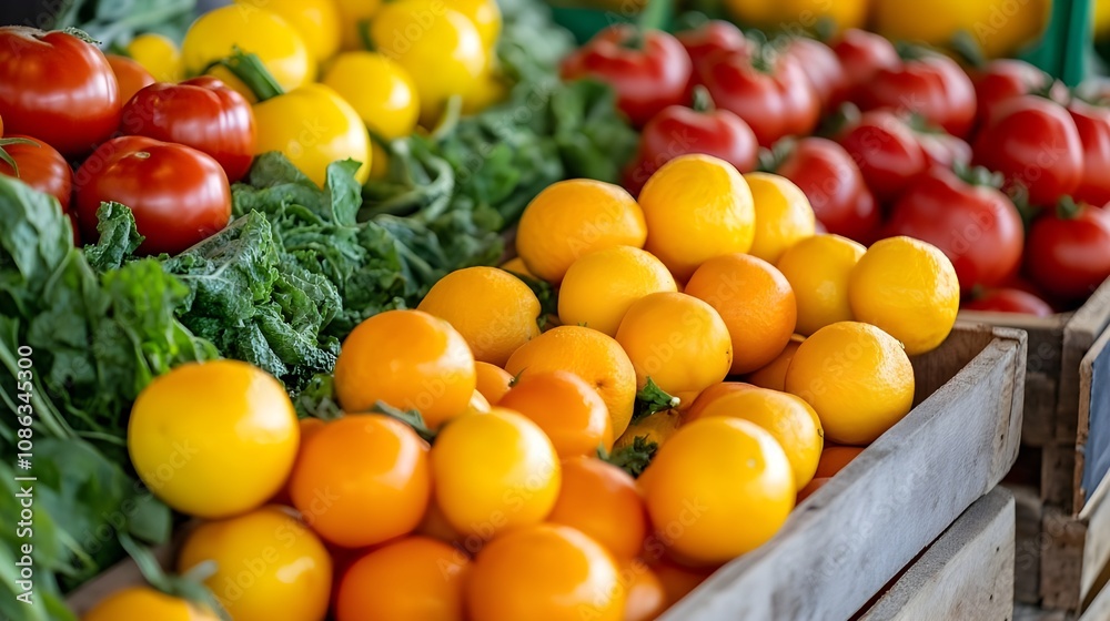 Vibrant fresh produce in a greenhouse. Vibrant fresh produce in a greenhouse.