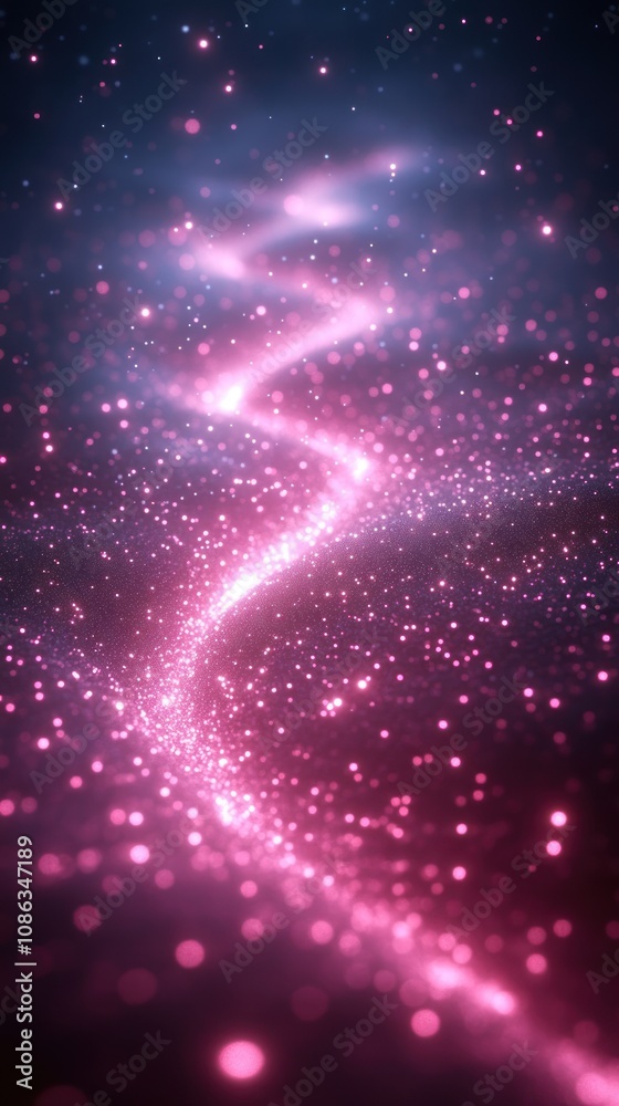 Fototapeta premium A vibrant cosmic pathway illuminated by sparkling pink stars.