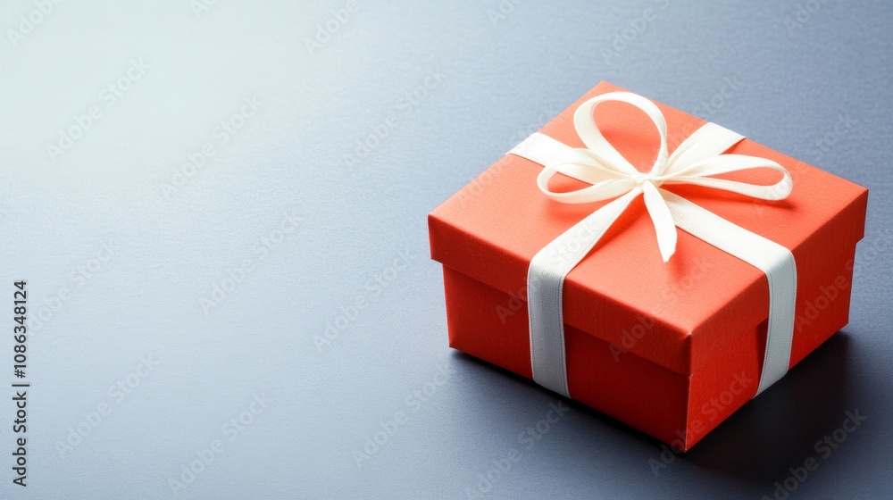 A vibrant red gift box adorned with a pristine white ribbon, exuding joy and anticipation, perfect for any celebration or special occasion. A vibrant red gift box adorned with a pristine white ribbon, exuding joy and anticipation, perfect for any celebration or special occasion.
