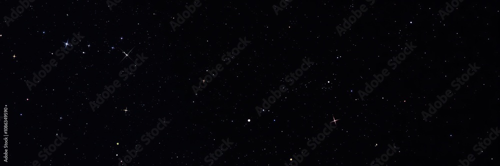 Fototapeta premium Dazzling stars and shooting stars against a midnight black sky, meteorite, universe
