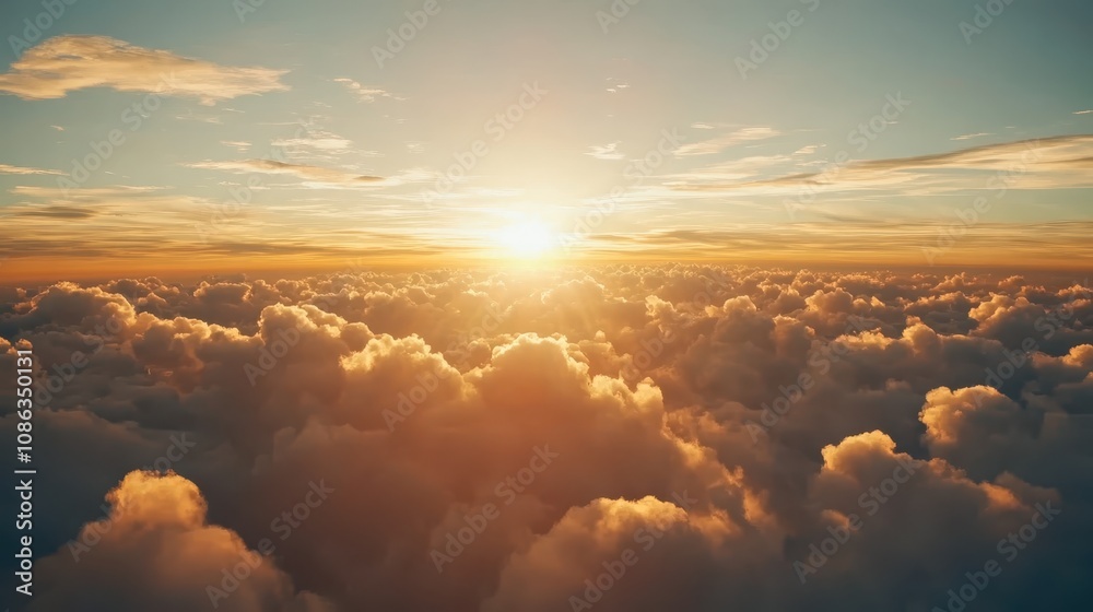 A breathtaking view of a sunset above fluffy clouds, showcasing vibrant colors and serene skies, creating a peaceful and inspiring atmosphere. A breathtaking view of a sunset above fluffy clouds, showcasing vibrant colors and serene skies, creating a peaceful and inspiring atmosphere.
