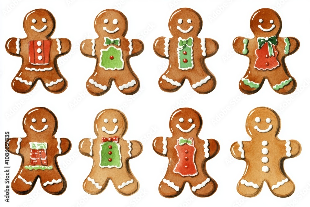 Fototapeta premium A delightful close-up of intricately designed gingerbread cookies, showcasing festive shapes, vibrant icing and a warm, inviting atmosphere perfect for the holidays.