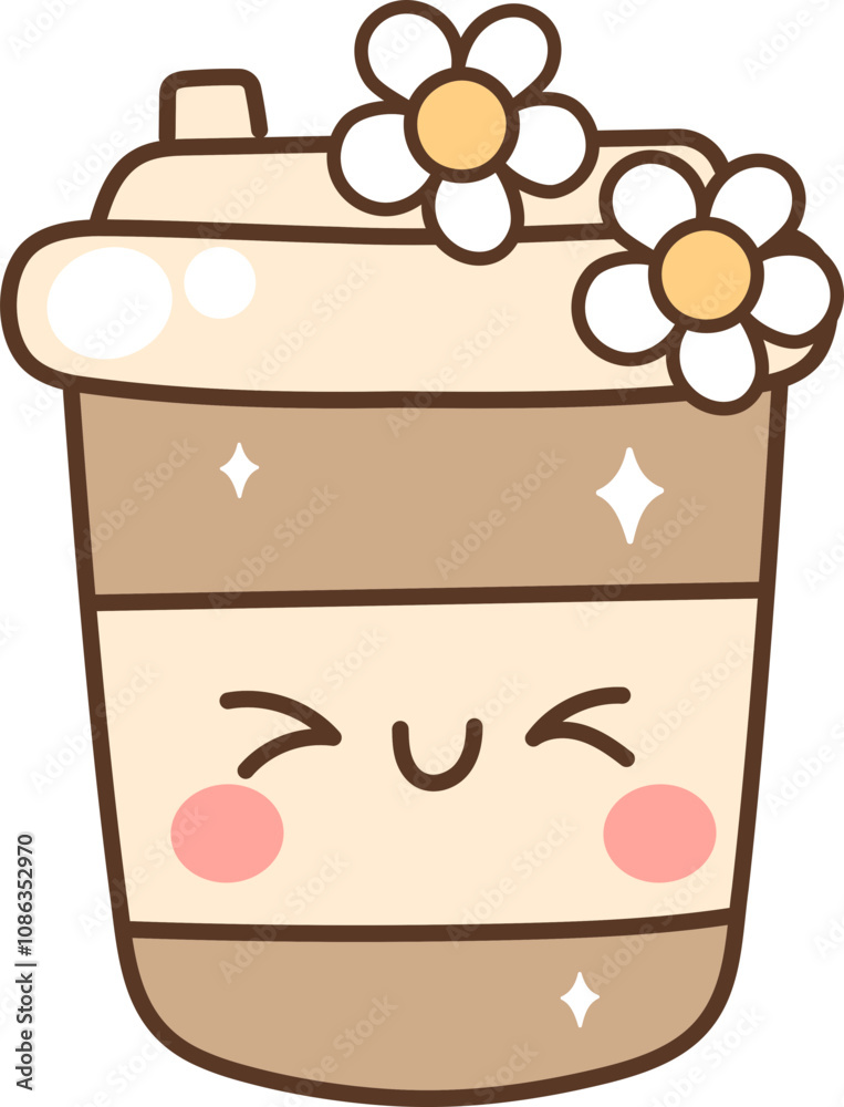 Groovy Coffee Cup Cartoon Illustration Groovy Coffee Cup Cartoon Illustration