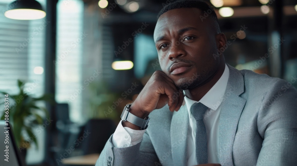Obraz premium Businessman strategizing for development and growth with focus on increasing positive indicators and business success
